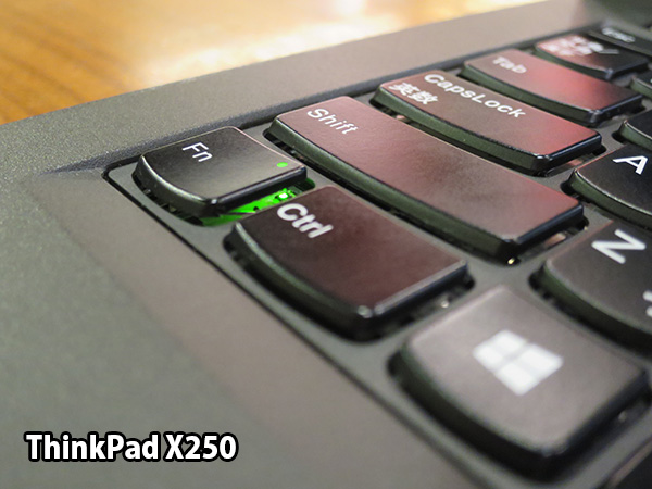 ThinkPad X250 FnロックインジゲーターのLedライトが隙間から漏れてくる