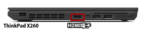 ThinkPad X260 側面図 HDMI端子が搭載されている