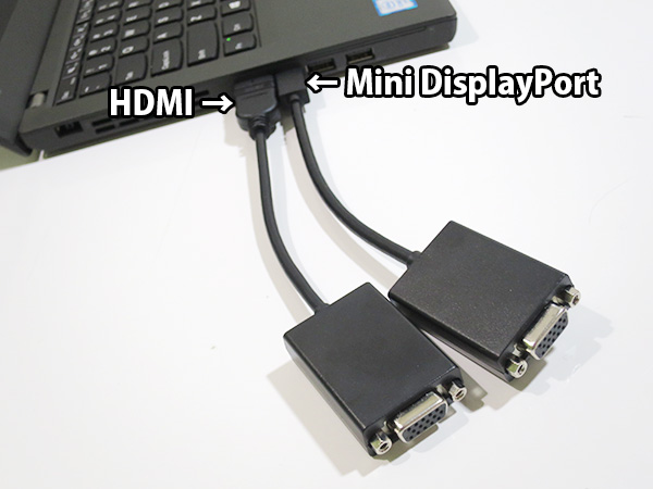 HDMI→VGAとミニディスプレイポート→VGA変換アダプター